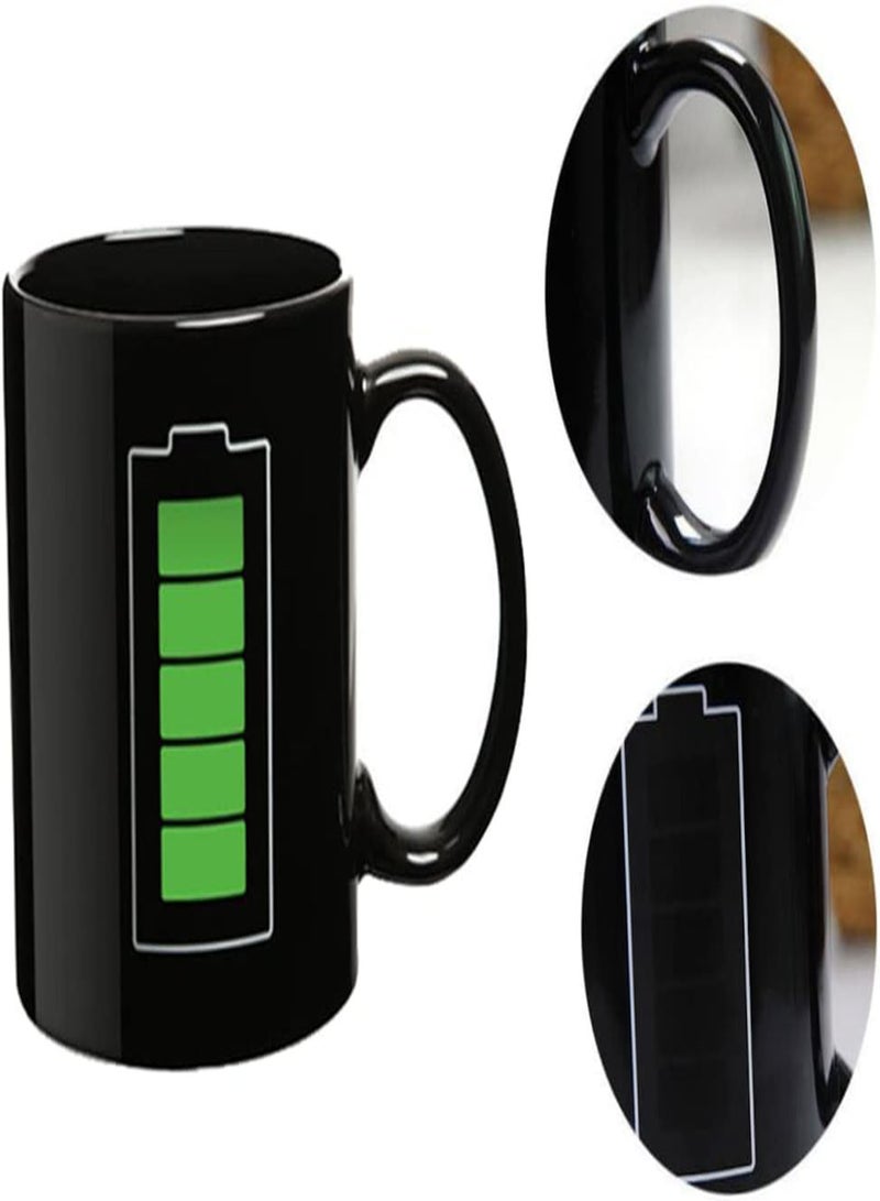 GGOOT Heat Sensitive Ceramic Mug Colour Changing Coffee Cup Heat Changing Porcelain Mug with Handle-Battery Charging Pattern - Image 3