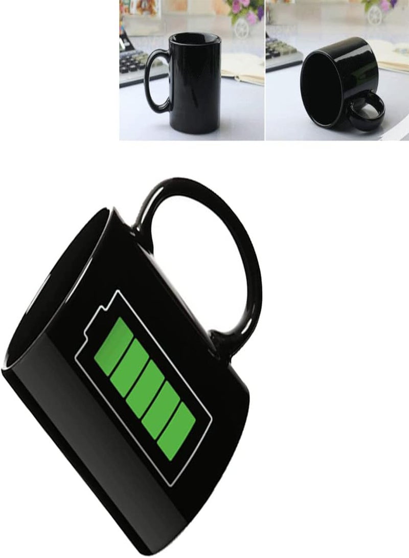 GGOOT Heat Sensitive Ceramic Mug Colour Changing Coffee Cup Heat Changing Porcelain Mug with Handle-Battery Charging Pattern - Image 4