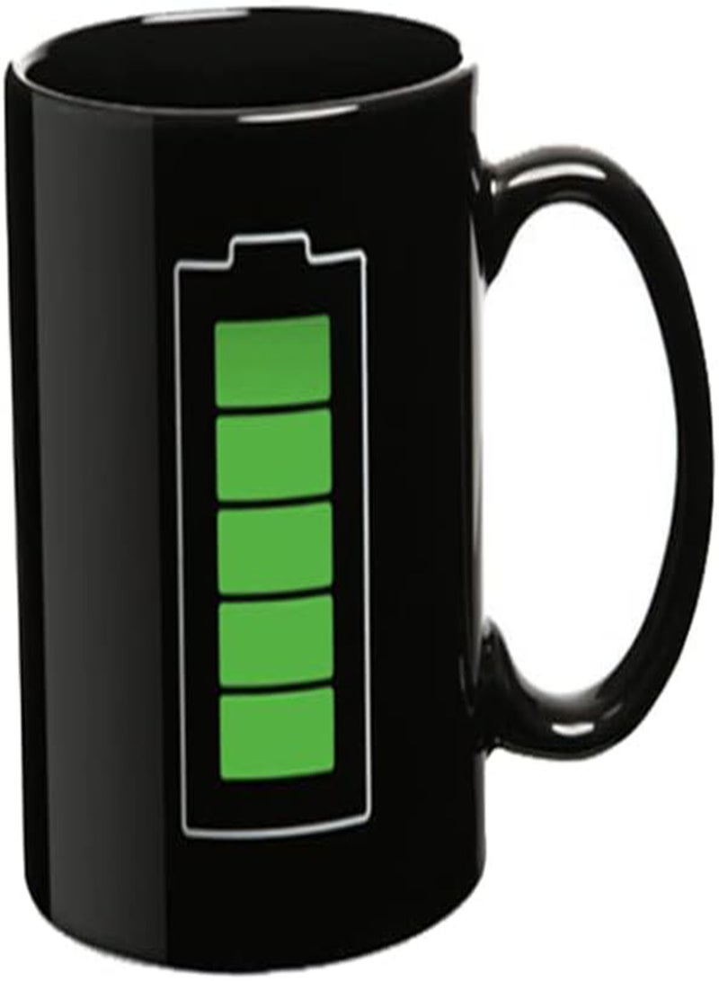 GGOOT Heat Sensitive Ceramic Mug Colour Changing Coffee Cup Heat Changing Porcelain Mug with Handle-Battery Charging Pattern - Image 1