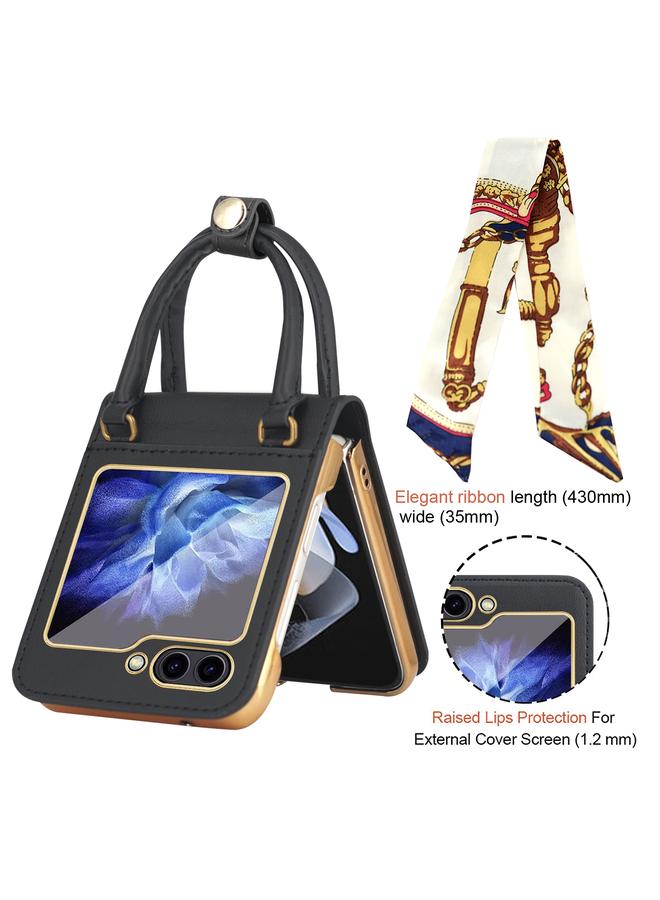 اس-توب جراب لهاتف Samsung Galaxy Z Flip5 بتصميم حقيبة يد من الجلد + جراب هاتف من الكمبيوتر الشخصي - Image 5