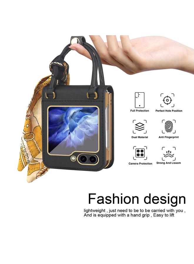 اس-توب جراب لهاتف Samsung Galaxy Z Flip5 بتصميم حقيبة يد من الجلد + جراب هاتف من الكمبيوتر الشخصي - Image 4