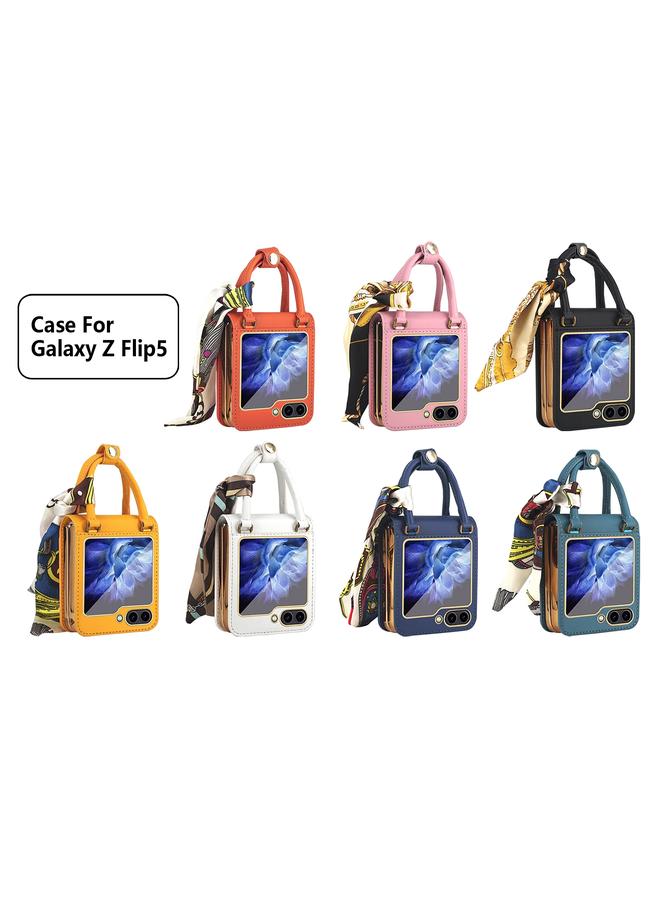 اس-توب جراب لهاتف Samsung Galaxy Z Flip5 بتصميم حقيبة يد من الجلد + جراب هاتف من الكمبيوتر الشخصي - Image 2