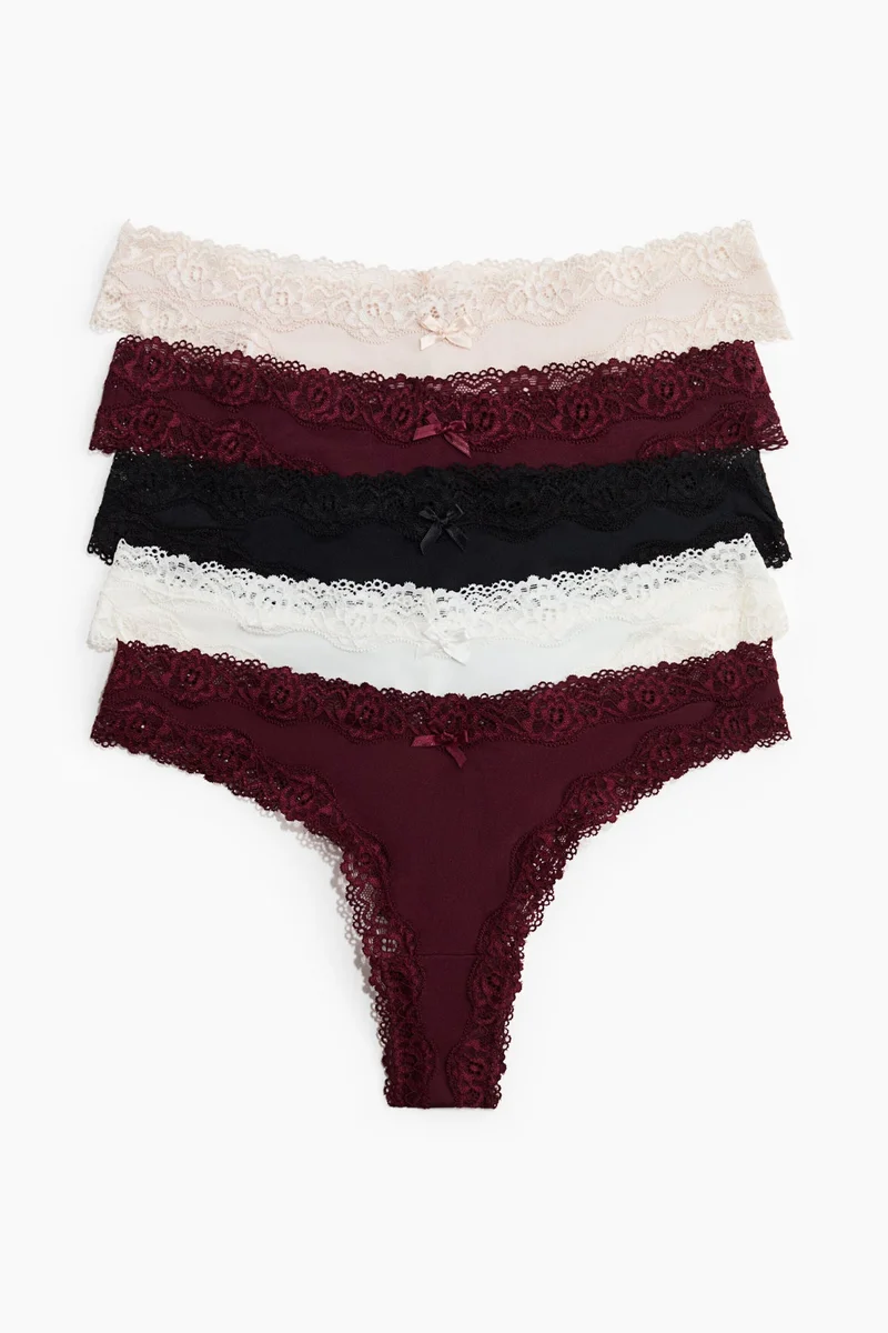 H&M 5-pack microfibre and lace Brazilian briefs