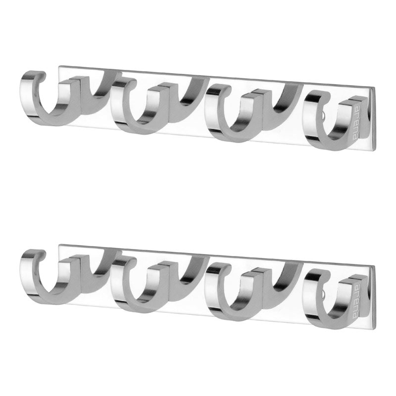 Arena C Type Hook Cloth Hanger for Door Door Hooks for Clothes / 4 Pin Hanger Heavy Duty Wall Hanger for Clothes Hanger for Bathroom and Home | Chrome Hanger Aluminium Pack of 2 Chrome - Image 1