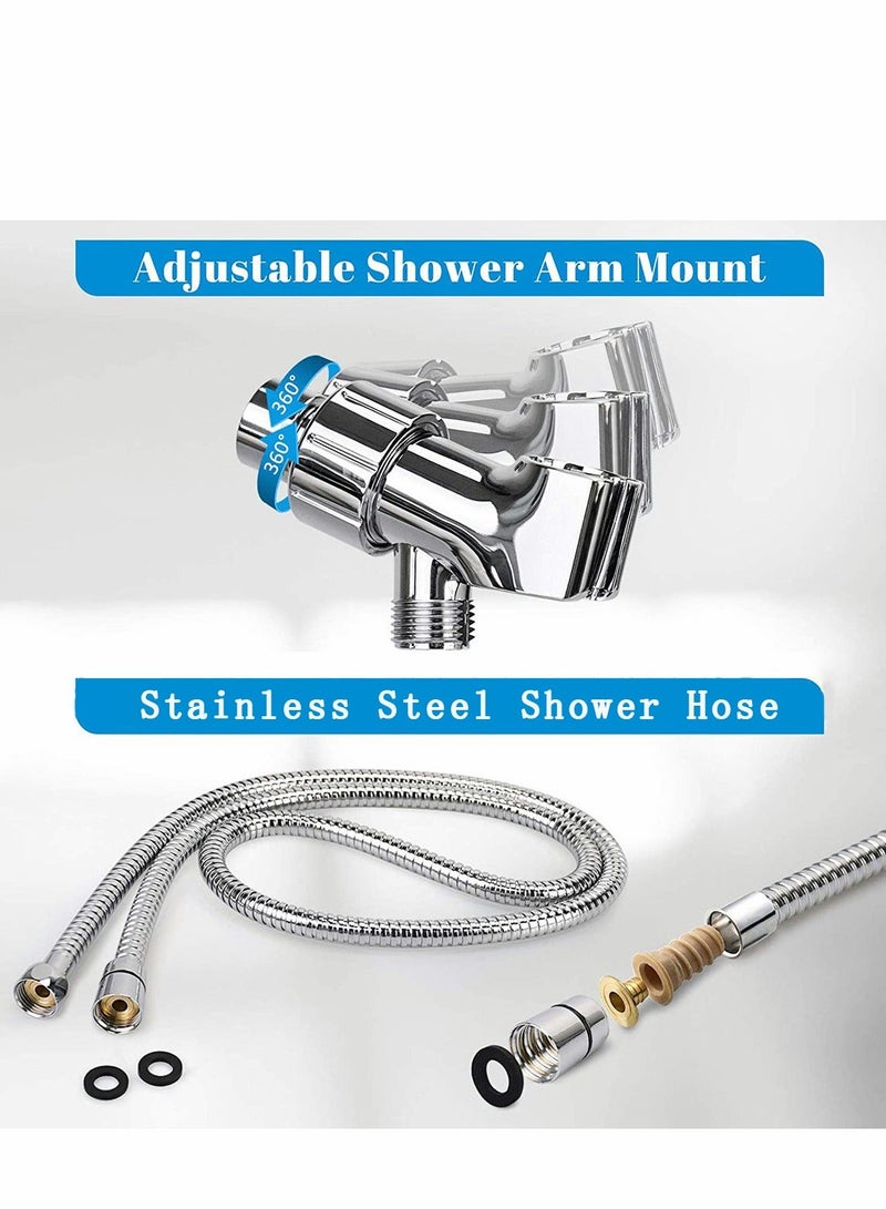 Shower Head High Pressure with Handheld, 6 Spray Modes  Settings Detachable Shower Head with Stretchable 59" 304 Stainless Steel Hose and Multi Angle Adjustable Shower Bracket - Image 5
