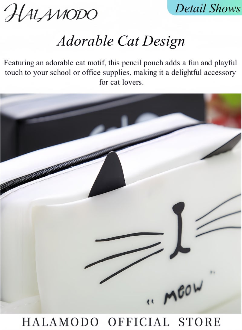 HALAMODO Pencil Case Adorable Cat Large Capacity Pencil Pouch Stationery Storage Bag Office Stationery Organizer Multifunctional Pencil Bag - Image 3