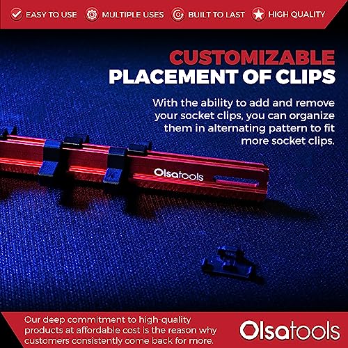 Olsa Tools 3/8-Inch Drive Aluminum Socket Organizer with Locking End Caps | Professional Quality Socket Holder (RED) - Image 5