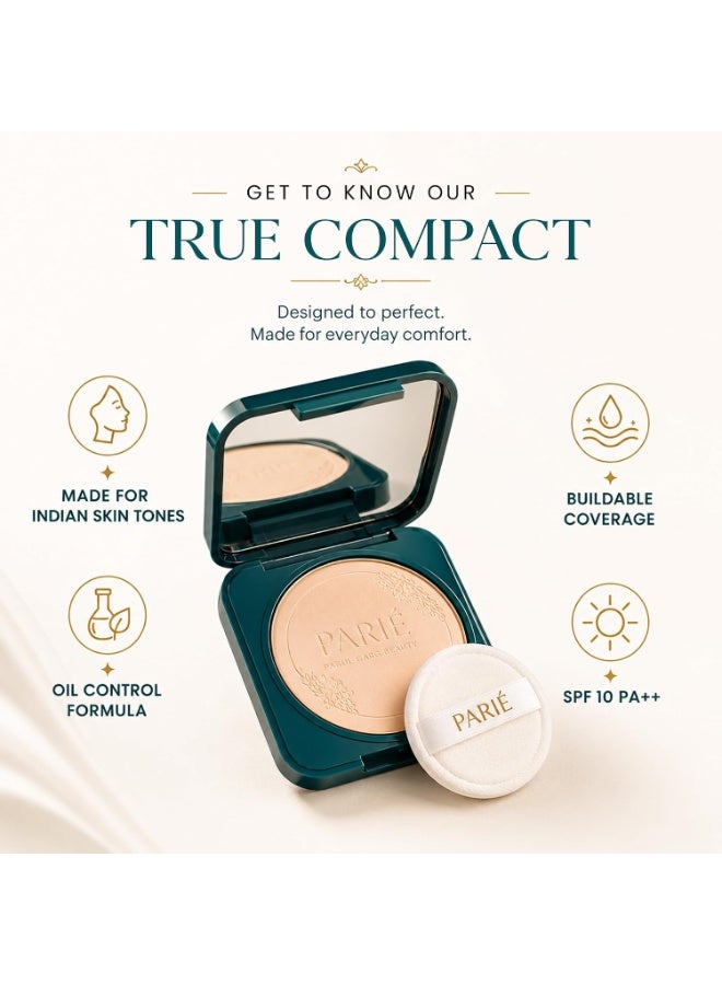 Parul Garg Beauty PARIE Compact | Oil Control Face Powder for Daily Wear | SPF 10 PA++, Matte Finish, Pore Blur, Vitamin E & Shea Butter | Includes Puff Applicator (Light Medium, 9g) - Image 3