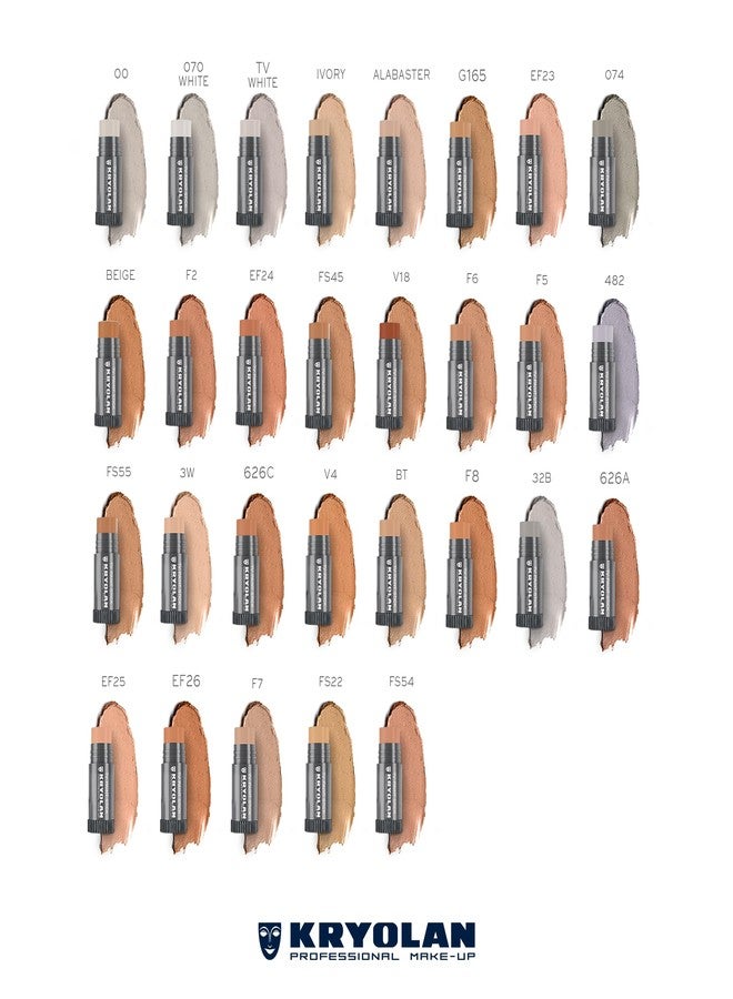 Kryolan عصا مكياج كريولان تي في - مكياج مات ألاباستر - مكياج أساس - مكياج للتلفزيون والمسرح والتمثيل والوجه والجسم، عصا كونسيلر كريمة تغطية كاملة - صنع في الولايات المتحدة (25 جرام) - Image 4