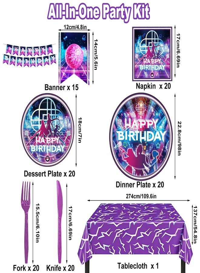AUITRONCARE 116 PCS Kpop Party Supplies Set, K Pop Birthday Decorations Demon Tableware Kit With 40 Plates 20 Napkins 20 Knives 20 Forks 15 Pennants 1 Tablecover Hunters for Boys Girls Kpop Theme Serves 20 Guests - Image 2