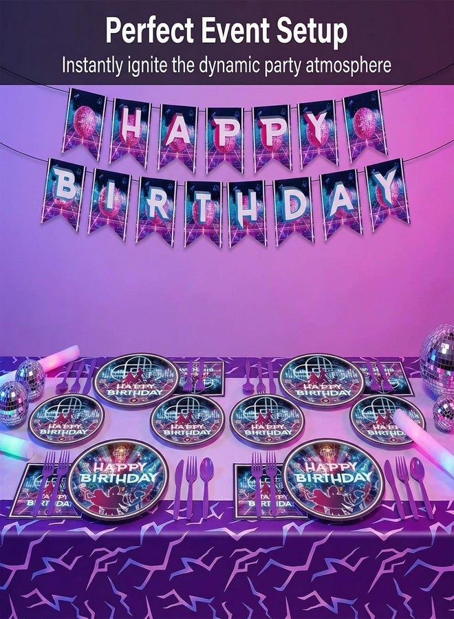 AUITRONCARE 116 PCS Kpop Party Supplies Set, K Pop Birthday Decorations Demon Tableware Kit With 40 Plates 20 Napkins 20 Knives 20 Forks 15 Pennants 1 Tablecover Hunters for Boys Girls Kpop Theme Serves 20 Guests - Image 5