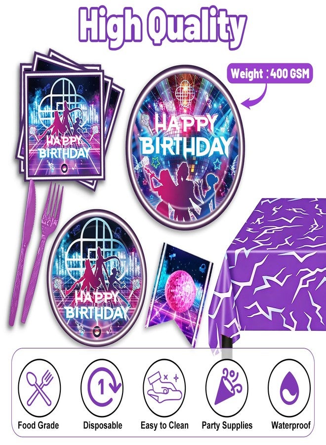 AUITRONCARE 116 PCS Kpop Party Supplies Set, K Pop Birthday Decorations Demon Tableware Kit With 40 Plates 20 Napkins 20 Knives 20 Forks 15 Pennants 1 Tablecover Hunters for Boys Girls Kpop Theme Serves 20 Guests - Image 3