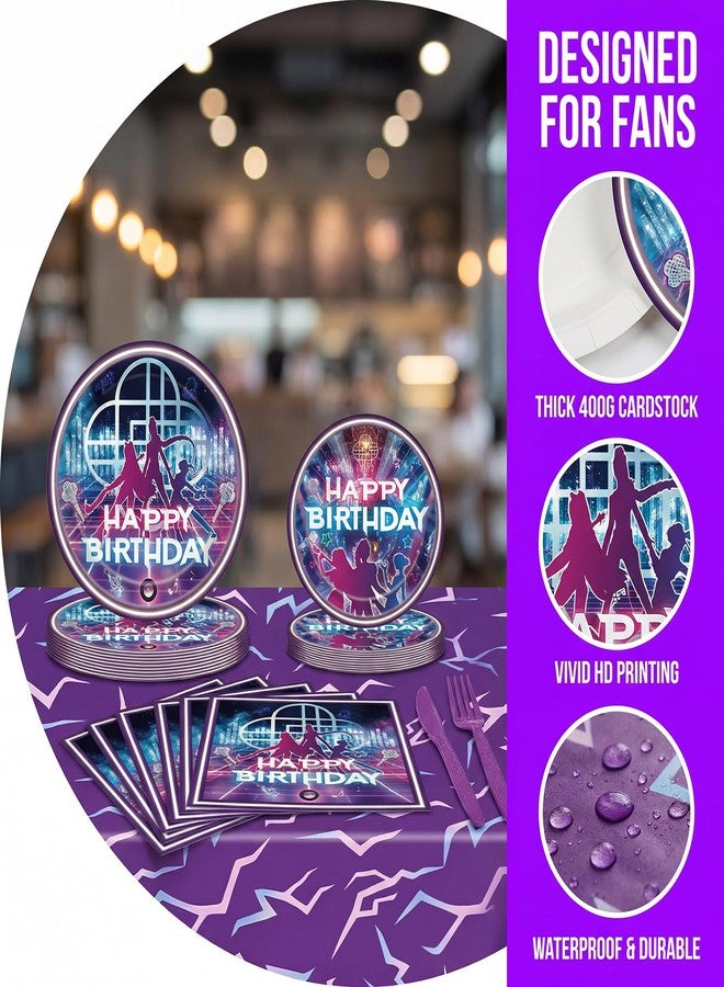 AUITRONCARE 116 PCS Kpop Party Supplies Set, K Pop Birthday Decorations Demon Tableware Kit With 40 Plates 20 Napkins 20 Knives 20 Forks 15 Pennants 1 Tablecover Hunters for Boys Girls Kpop Theme Serves 20 Guests - Image 4