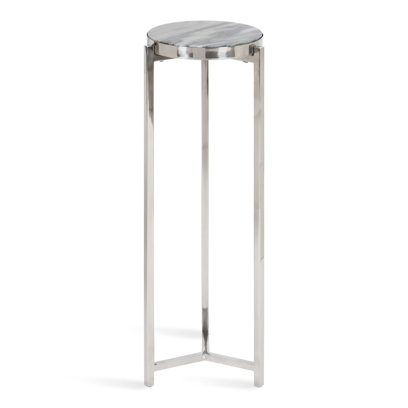 Kate and Laurel Kate and Laurel Aguilar Modern Drink Table 9 x 9 x 23 Gray and Silver Genuine Marble Accent Table for Small Spaces 