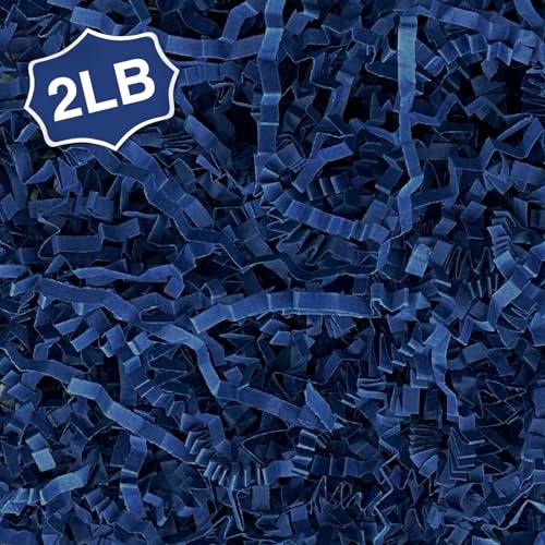 Corlcol 2LB Crinkle Cut Paper Shred Filler for Bag Gift Box Basket Confetti Paper Shreded Stuffing Decoration for Fathers DayDark Blue - Image 2