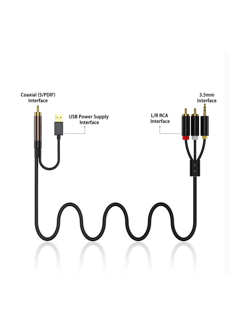 SYOSI RCA to 3.5mm Audio Cable, Digital to Analog Audio Conversion Cable, Digital SPDIF Coaxial to Analog L/R RCA & 3.5mm AUX Stereo Audio Cable, for PS4 Xbox HDTV DVD Headphone, for Speaker (9.8 Feet)  - Image 2