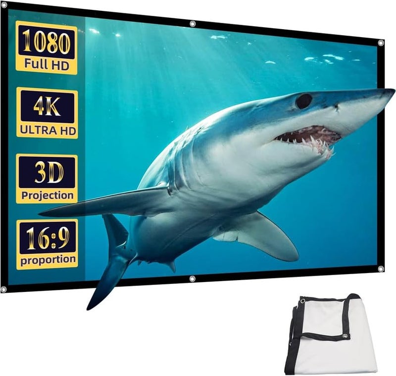 Vilro 73 inch, Matte White Screen, 16:9, Foldable, Anti-Crease, Projector Screen for Home Theater/Outdoor Indoor Projection Support - Image 2