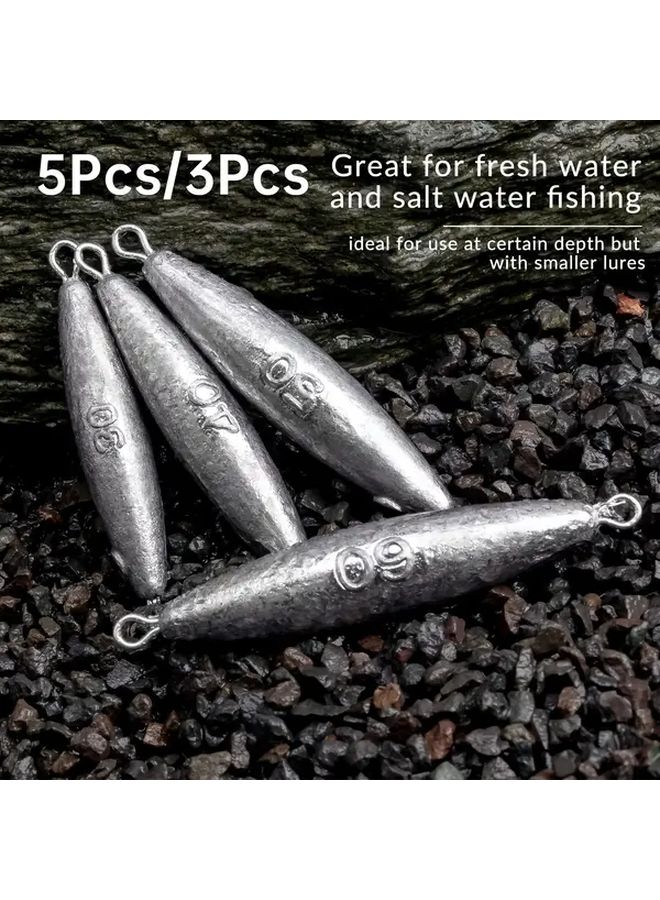 3pcs 120g Fishing Weights Kit Inline Trolling Double Ring Torpedo Bank Sinkers - Image 1