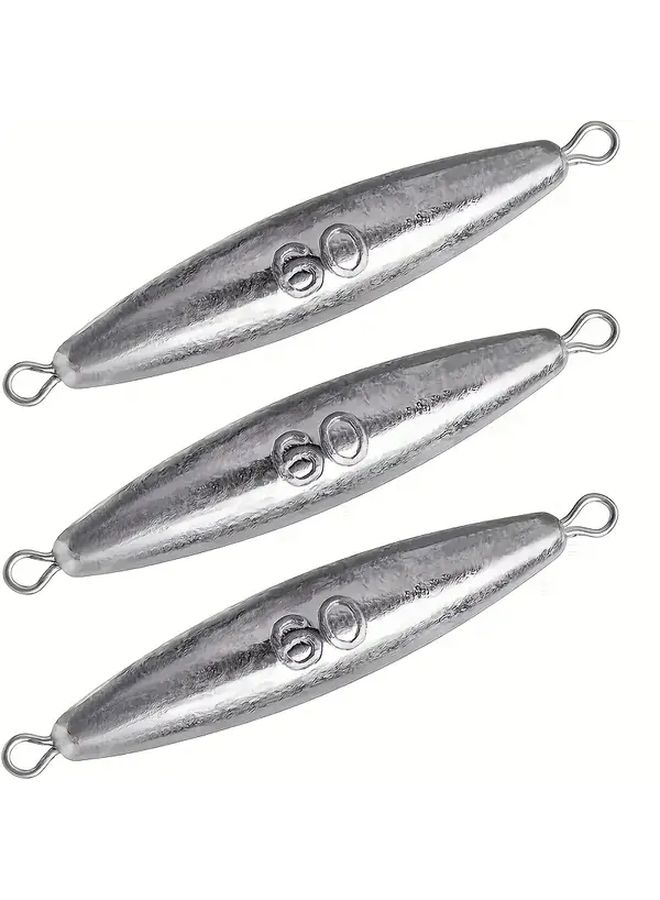 3pcs 120g Fishing Weights Kit Inline Trolling Double Ring Torpedo Bank Sinkers - Image 2