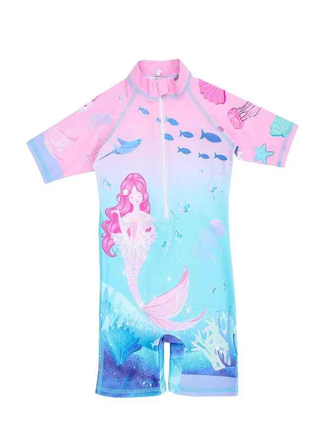 بيبي كلو Pink Mermaid 1 Pc Girls Swimsuit Romper