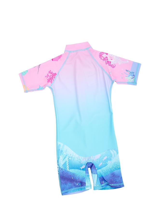 بيبي كلو رومبر سباحة وردي حورية البحر للبنات قطعة واحدة - Image 2