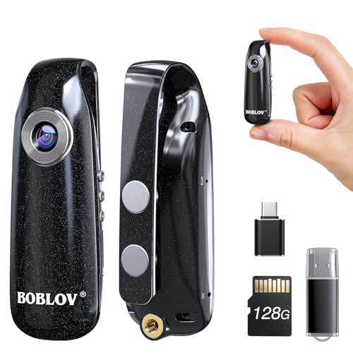 BOBLOV Mini Body Camera with Video: 128GB 007 Pocket Tiny Body Cams with Back Clip,1080P Small Wearable Camera with Audio Recording -User Friendly for Bike/Pet/Home/Proof - Image 1