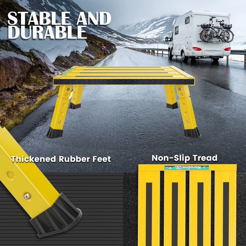 Marudina Large Platform RV Step with Cloth Cover and Anti-Slip Surface, 3-Level Adjustable Height, Light Aluminum Folding Step Stool, Supports Up to 1,000 lb - Ideal for RV and Multi-Use Scenarios - Image 5