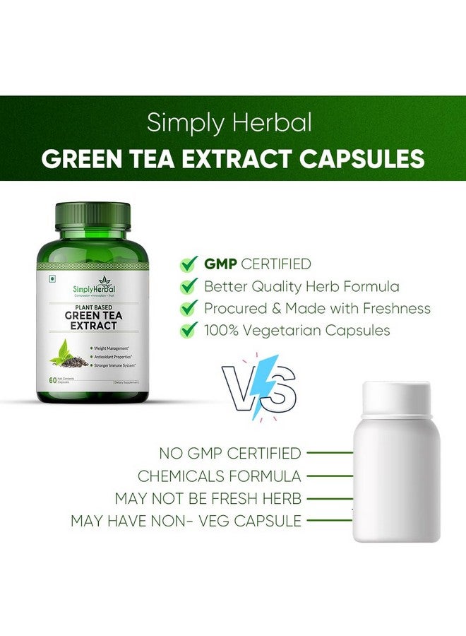 Simply Herbal كبسولات مستخلص الشاي الأخضر 500 ملغ من سيمبلي هيربال لفقدان الدهون | مكمل معزز لعملية الأيض يدعم إدارة الوزن الصحية وتنظيم الشهية - 60 كبسولة لكل عبوة، عبوة من 3 - Image 5