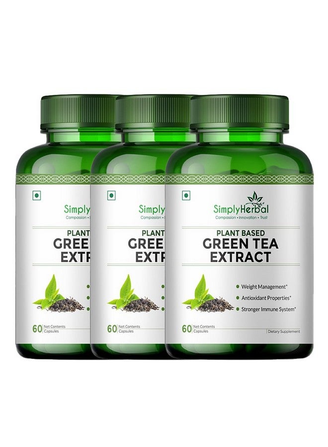 Simply Herbal كبسولات مستخلص الشاي الأخضر 500 ملغ من سيمبلي هيربال لفقدان الدهون | مكمل معزز لعملية الأيض يدعم إدارة الوزن الصحية وتنظيم الشهية - 60 كبسولة لكل عبوة، عبوة من 3 - Image 1
