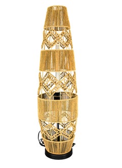 WISFOR Woven Rattan Floor Lamp Boho Hand-Woven Free Standing Lamp with LED Light Bar Ideal for Reading Living Room Tea Room Bedroom Modern Night Light for Home Decor  - Image 1