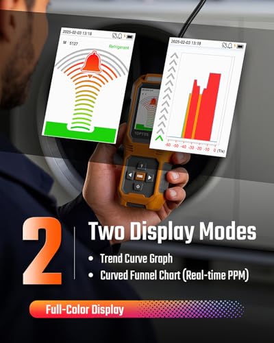 TOPTES RT-389 Rechargeable Refrigerant Leak Detector, HVAC Freon Leak Detector with 3 Sensitivity Modes & 3 Alarm Types, Air Conditioning Detection for CFCs, HCFCs, HFCs, HFOs, HCs - Orange - Image 4