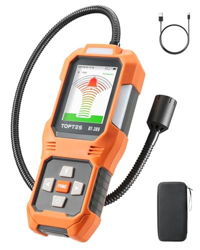 TOPTES RT-389 Rechargeable Refrigerant Leak Detector, HVAC Freon Leak Detector with 3 Sensitivity Modes & 3 Alarm Types, Air Conditioning Detection for CFCs, HCFCs, HFCs, HFOs, HCs - Orange - Image 1