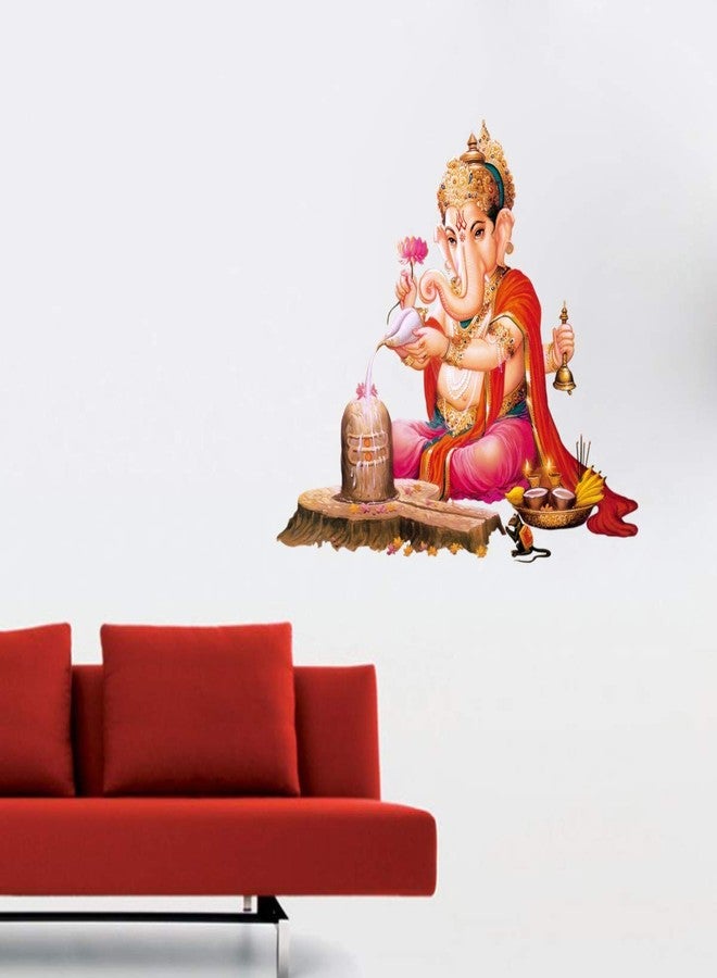 VCREATE DECOR ملصق حائط وشعار اللورد غانيشا من VCREATE DECOR (فينيل PVC، الحجم 58 سم × 51 سم) - Image 1