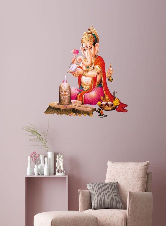 VCREATE DECOR ملصق حائط وشعار اللورد غانيشا من VCREATE DECOR (فينيل PVC، الحجم 58 سم × 51 سم) - Image 4