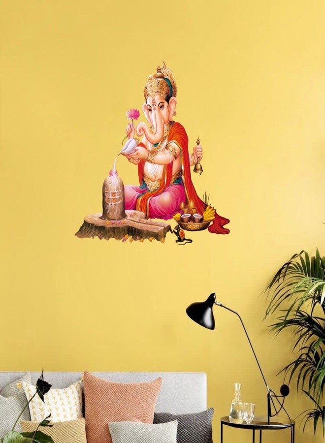 VCREATE DECOR ملصق حائط وشعار اللورد غانيشا من VCREATE DECOR (فينيل PVC، الحجم 58 سم × 51 سم) - Image 5