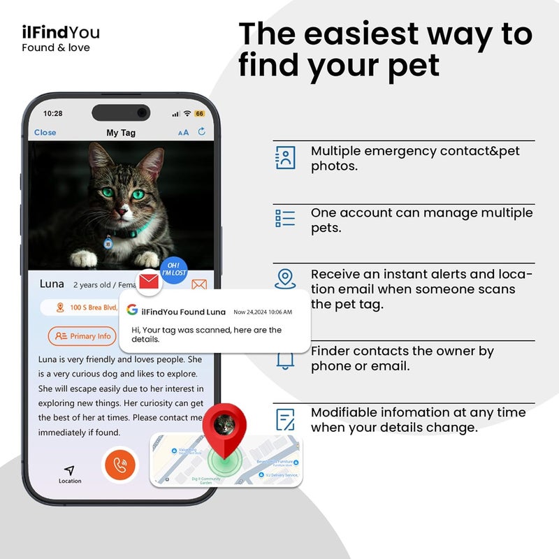 ILFINDYOU Dog Tags Personalized, QR Code Pet ID Tags for Dog Collar, Online Profile, Scan Location Alerts, Blue - Image 4