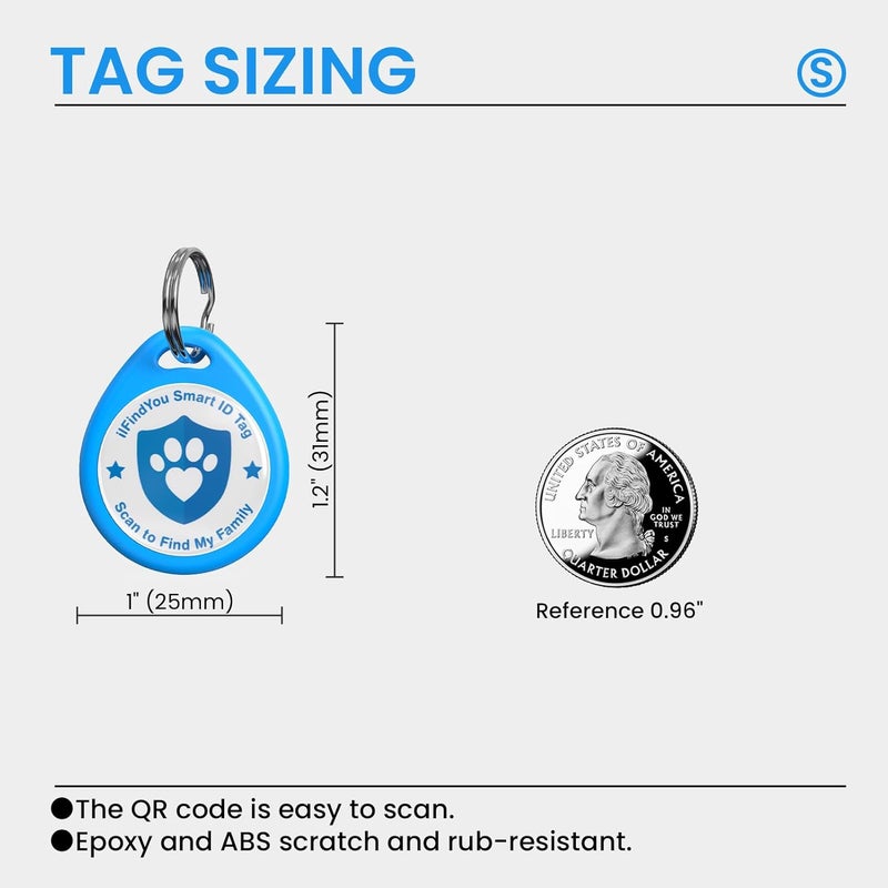 ILFINDYOU Dog Tags Personalized, QR Code Pet ID Tags for Dog Collar, Online Profile, Scan Location Alerts, Blue - Image 3