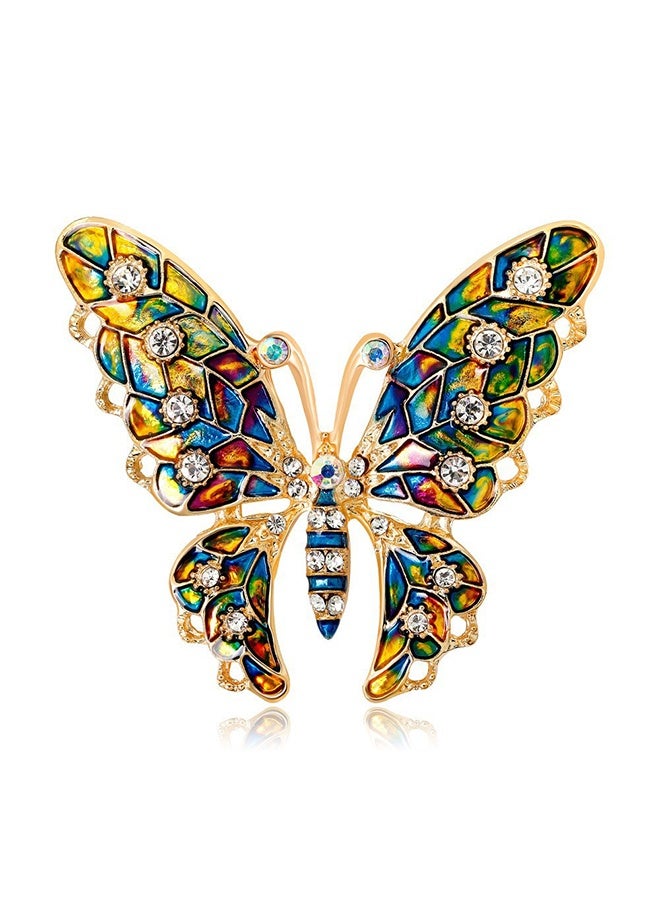 بروش فراشة ذهبية، دبابيس بروش سبائك مقاومة للصدأ ومقاومة للاختفاء، مشبك وشاح للنساء والفتيات (ذهبي) - Image 1