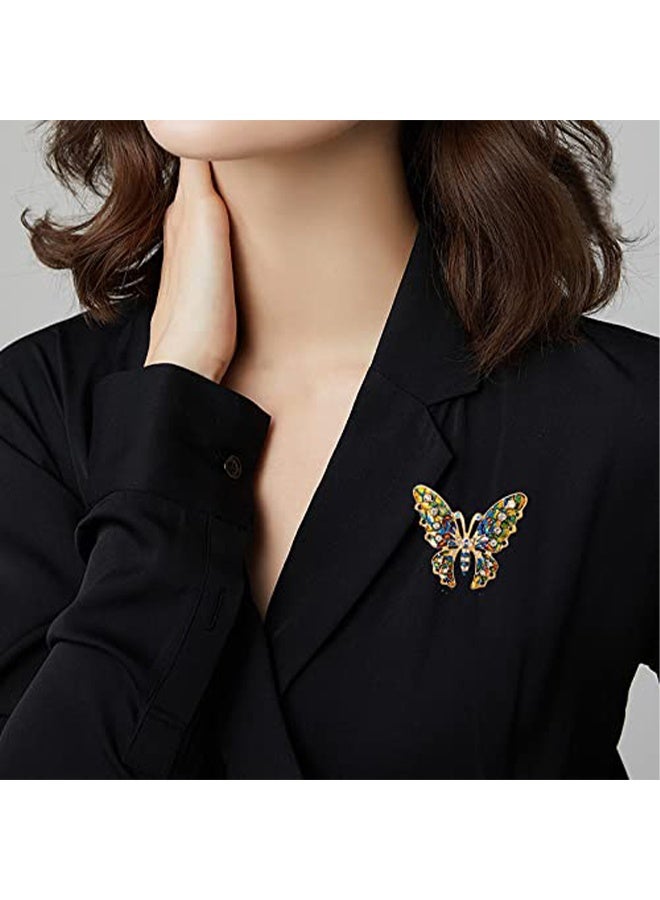 بروش فراشة ذهبية، دبابيس بروش سبائك مقاومة للصدأ ومقاومة للاختفاء، مشبك وشاح للنساء والفتيات (ذهبي) - Image 2