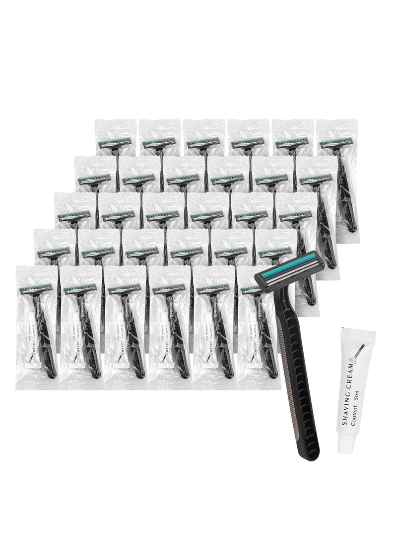 Lomgwumy Disposable Razors In Bulk Bulk Razors With Knife Cap Individually Packaged Disposable Razors Bulk With Shaving Cream For Hotels Shelters Charities Homeless Churches Nursing HomesGrey Pack30 