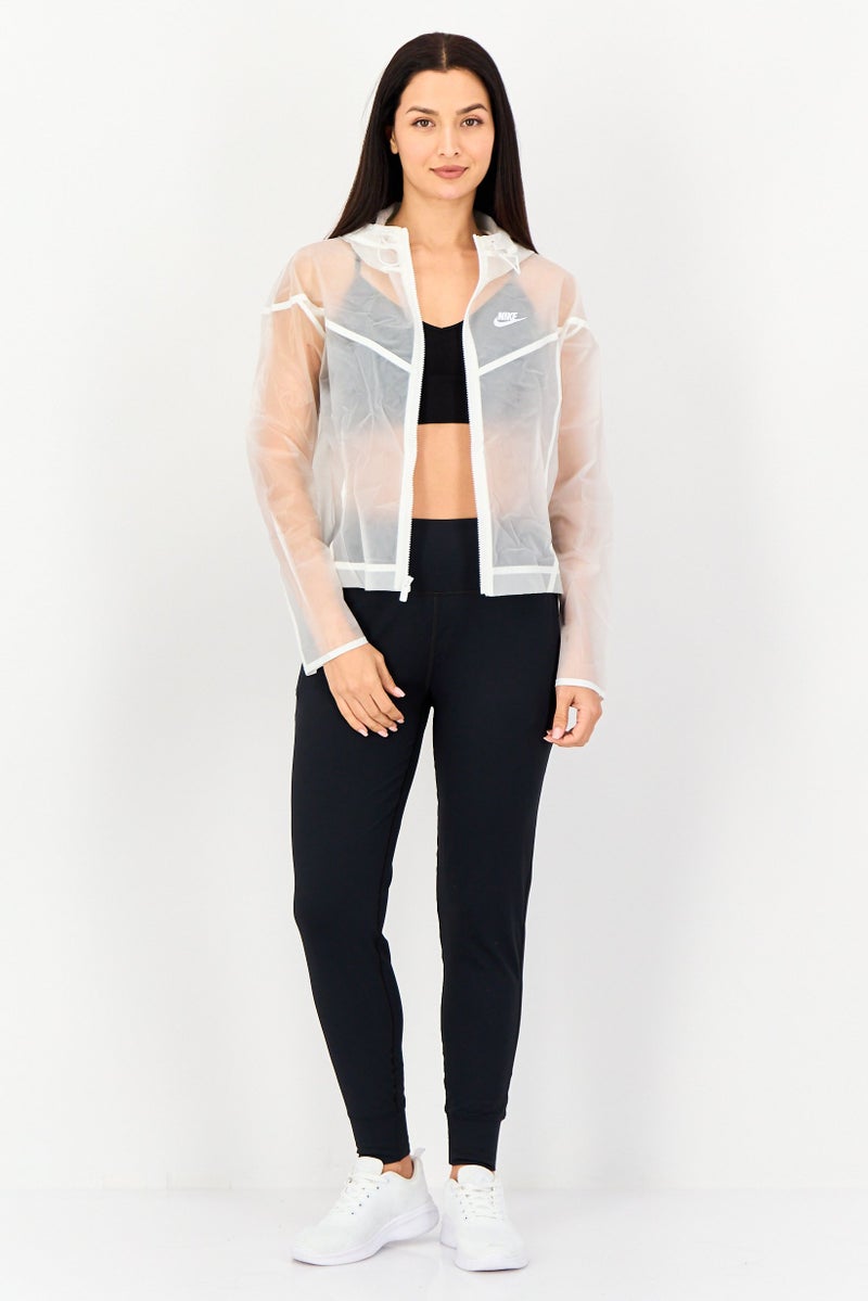 Nike Women Loose Fit Long Sleeve Windrunner Jacket, White - Image 4