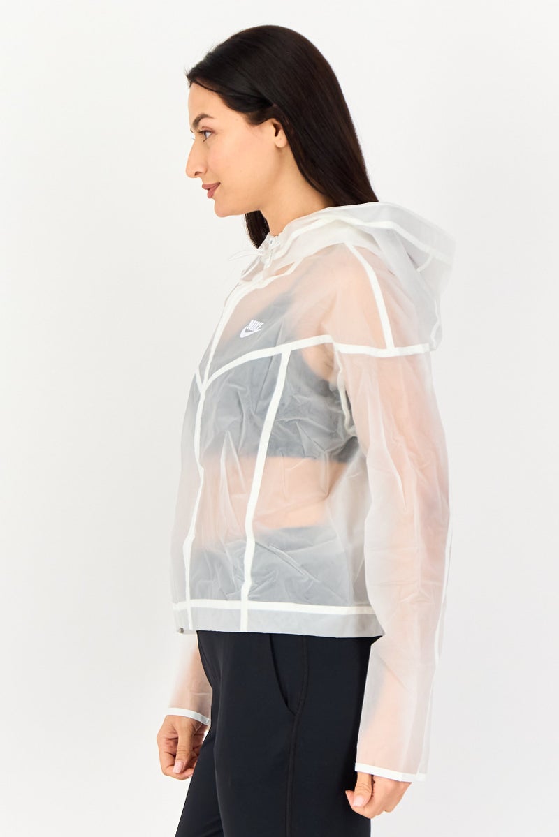 Nike Women Loose Fit Long Sleeve Windrunner Jacket, White - Image 3