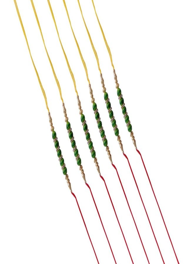 Suninow Designer Green Beads Thread Rakhi(Pack of 6)