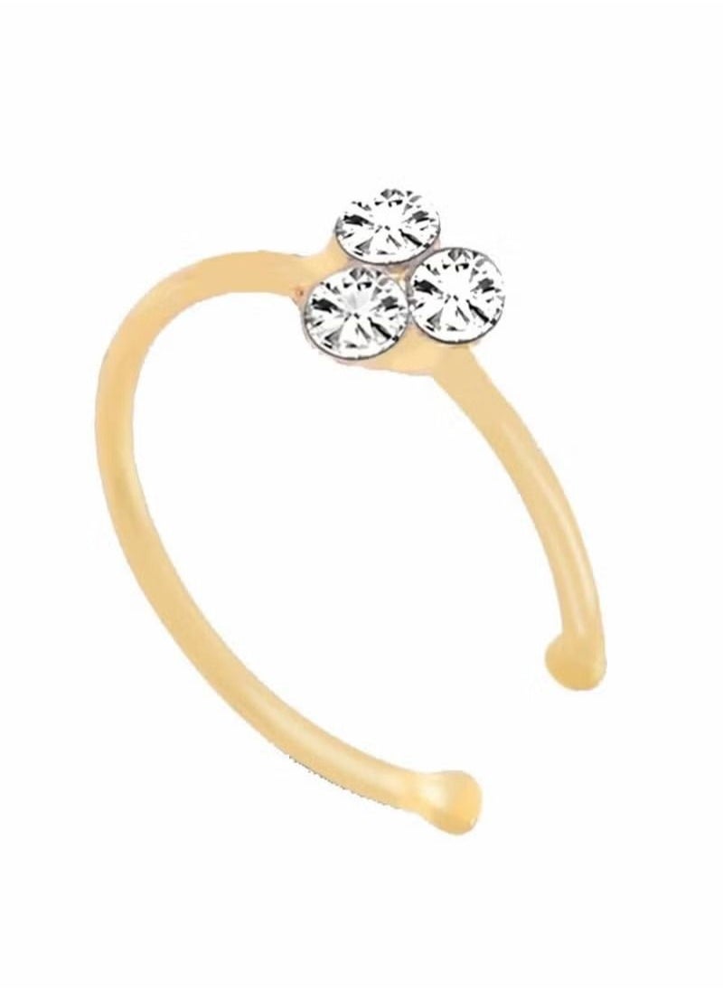 Generic - 1 Pcs Nose Ring Gold Three Diamond Stud Hoop Sparkly Crystal Nose Ring Fashion Decoration Nose Rings for Women Drop Nose Rings Stud - Image 1