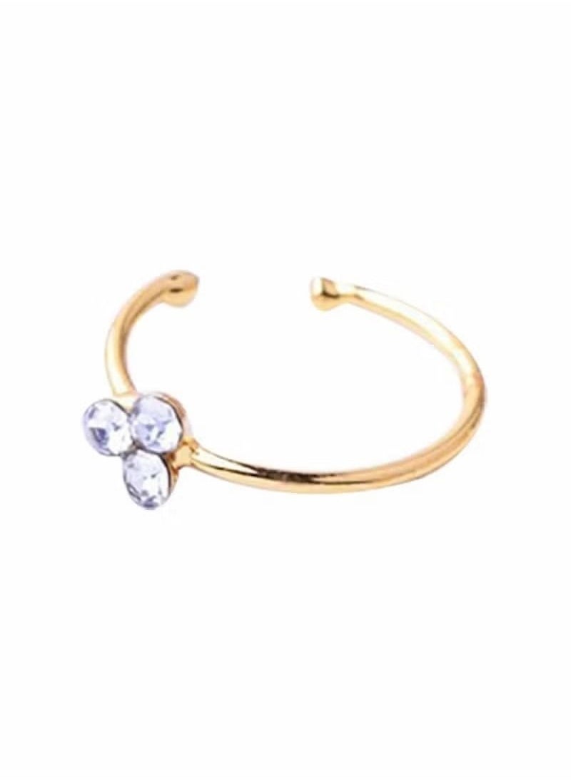 Generic - 1 Pcs Nose Ring Gold Three Diamond Stud Hoop Sparkly Crystal Nose Ring Fashion Decoration Nose Rings for Women Drop Nose Rings Stud - Image 1