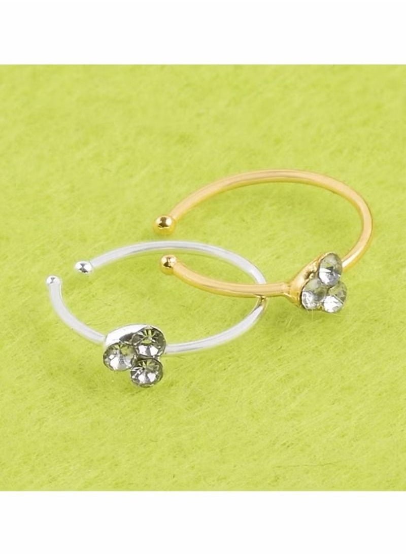 Generic - 1 Pcs Nose Ring Gold Three Diamond Stud Hoop Sparkly Crystal Nose Ring Fashion Decoration Nose Rings for Women Drop Nose Rings Stud - Image 1