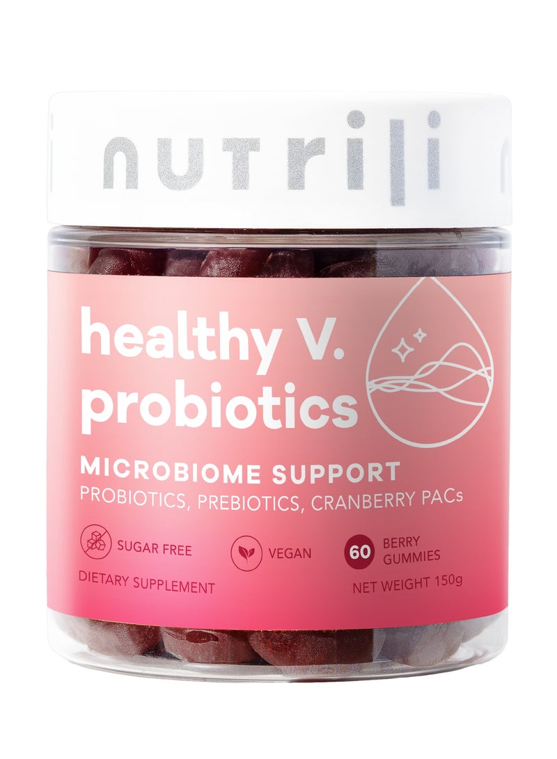 nutrili Healthy V. | Probiotics For Women & Prebiotics, Cranberry & D-Manose | Digestion, Vaginal & pH Balance - Image 1