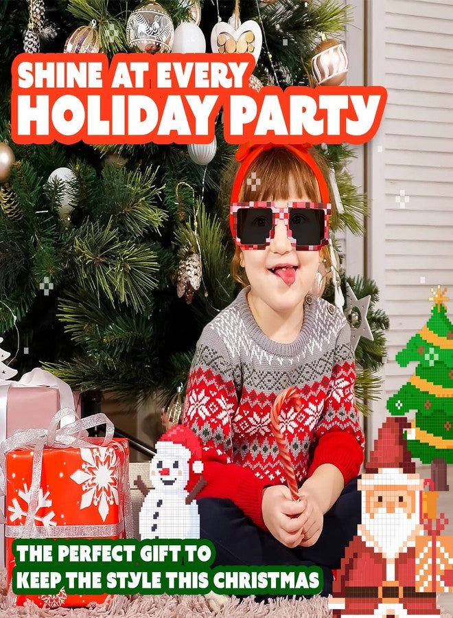 Playbees نظارات شمسية ملونة من بلايبيز بتصميم بكسل، عبوة من 12 قطعة، نظارات بتصميم بكسل مستوحى من الأنمي، مستوحاة من ثقافة البلطجة، بتصميم ريترو، نظارات شمسية بتصميم فسيفساء بكسل، مناسبة للجنسين، مثالية لحفلات توديع العزوبية أو كهدية مميزة. - Image 2