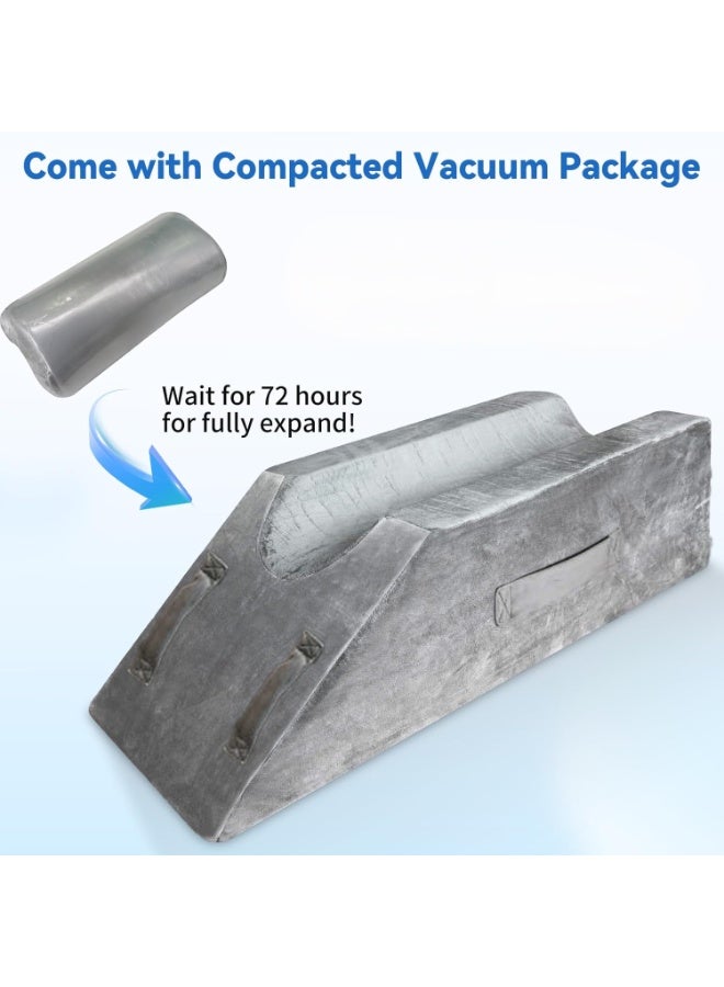 والالا وسائد رفع الساق المحمولة، وسادة رفع الساق من إسفنج الذاكرة المبرد، وسادة إسفينية، وسادة ركبة متعددة الوظائف، وسادة قراءة عملية مع مقابض للنوم، وتحسين الدورة الدموية - Image 2