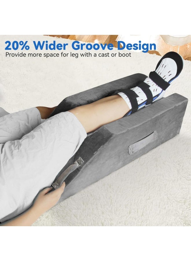 والالا وسائد رفع الساق المحمولة، وسادة رفع الساق من إسفنج الذاكرة المبرد، وسادة إسفينية، وسادة ركبة متعددة الوظائف، وسادة قراءة عملية مع مقابض للنوم، وتحسين الدورة الدموية - Image 4